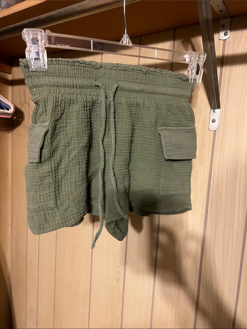 Olive Green Women's Drawstring Cargo Shorts